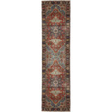 Hand-Knotted High-Quality Red and Blue Runner