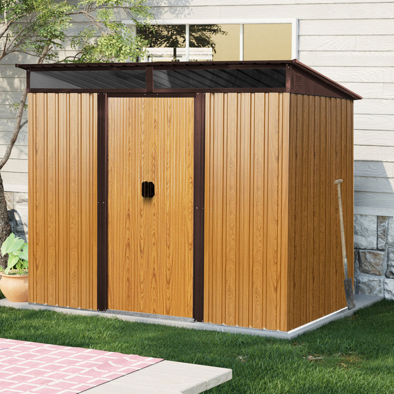 Rangement extérieur en métal 8 x 6 pi avec portes coulissantes (café). Rangement spacieux. -. Idéal pour la zone utilitaire de 8 pi 6 pi. résistant à l’intérieur. Améliorez votre cour arrière