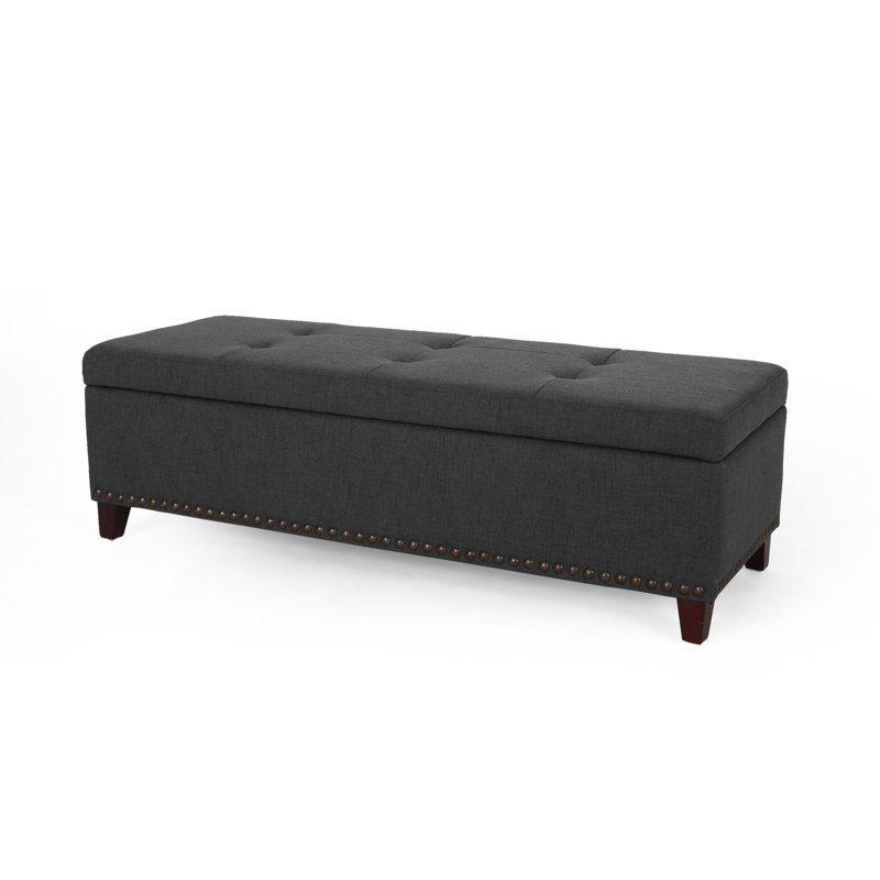 Bluford Upholstered Storage Bench, Dark Gray/Brown