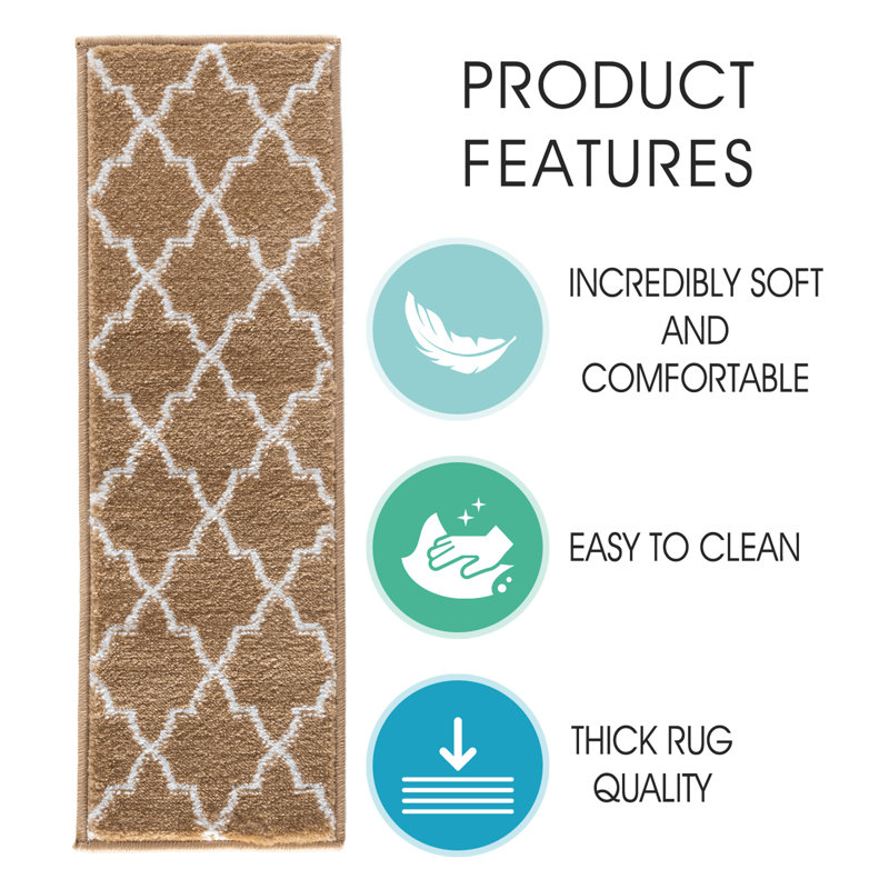 Tapis d'escalier antidérapant Leyba, Beige