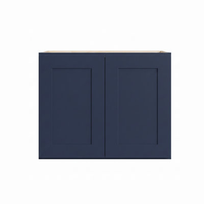 Armoire murale bleu marine Shaker, structure en bouleau massif, boîte d'armoire en contreplaqué, tablette réglable, finition matte douce, plusieurs tailles