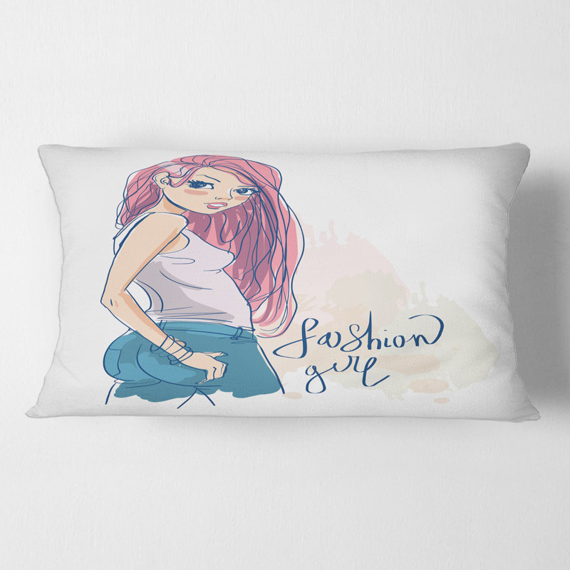 Rectangle, tendance fille tendance I - Coussin décoratif pour enfants
