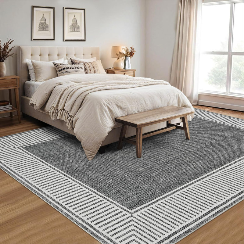 Area Rug Washable Rug Modern Bordered Rugs Non Slip Foldable Rugs for Living Room Entryway Bedroom Dining Room Home Office