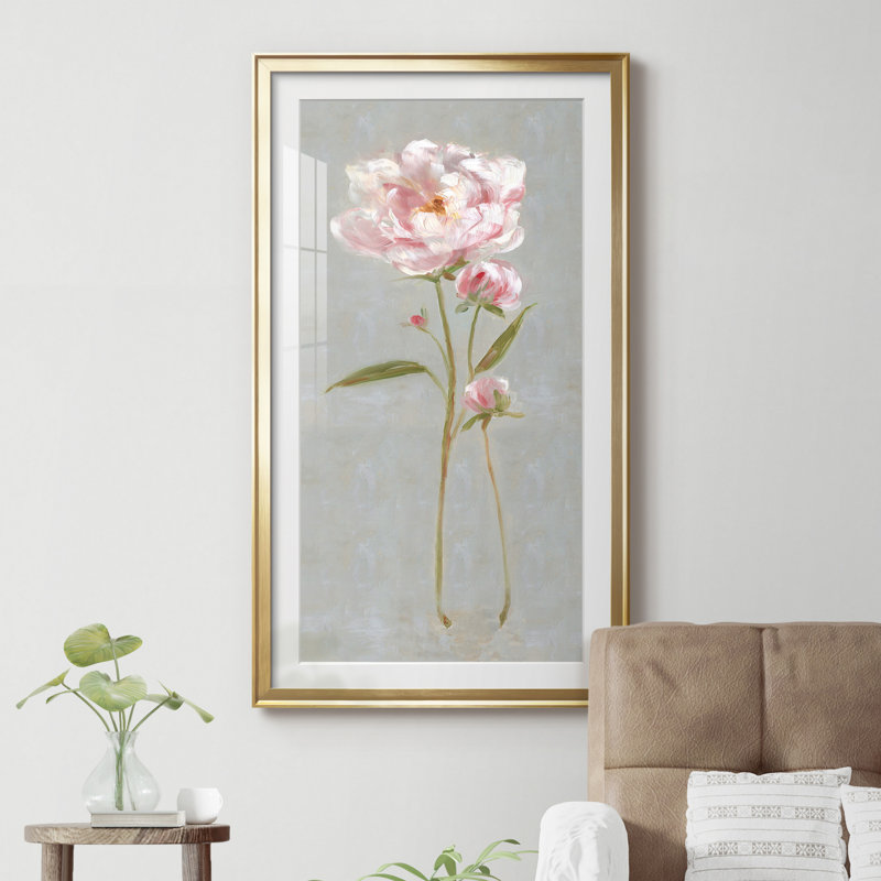 Pivoine magique II - Cadre photo, reproduction d'art sur papier, H 10,5 po x l 18,5 po x P 1,5 po, Papier doré