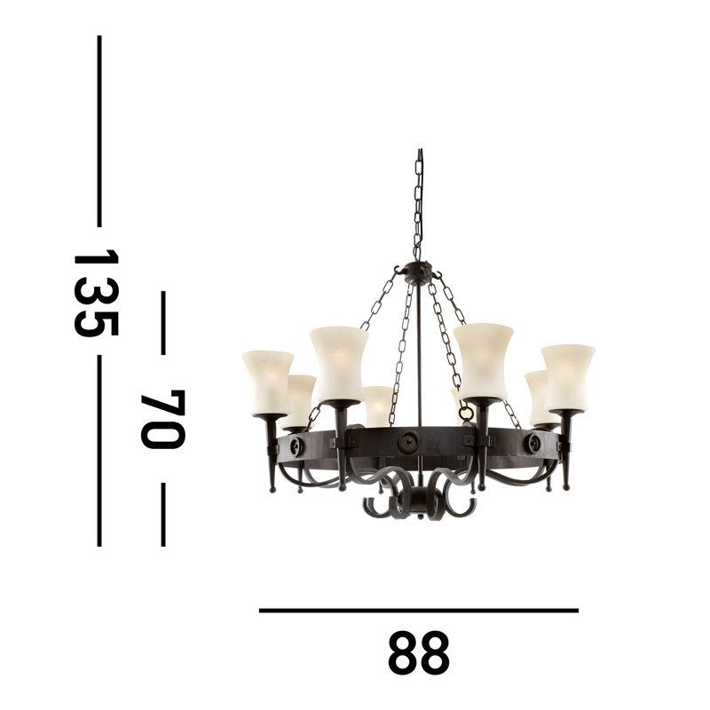 Eastbourne 8 - Light Waggon Wheel Chandelier