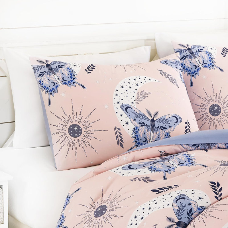Twin White Microfiber Kids Bedding Set with Butterfly Pillow