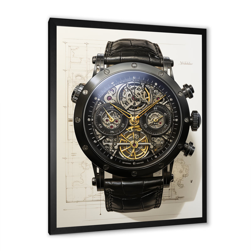 Impression sur toile, montre de luxe, reproduction de mode, Cadre simple noir, H 20 po x l 12 po x P 1 po