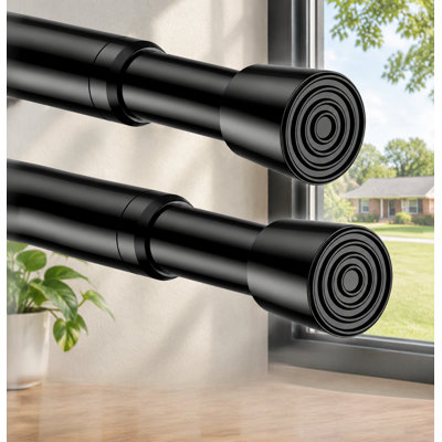 Ensemble de 2 petites tringles à rideaux extensibles à ressort noires, 17-41 pouces (43-104 cm) avec 2 modes de 17-29 et 30-41 pouces (43-74 cm et 76-104 cm), tringles courtes extensibles à ressort pour petites fenêtres, cuisine, portes et étagères.