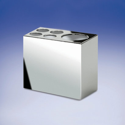 Boîte à 4 trous avec porte-brosse à dents extra, Chrome