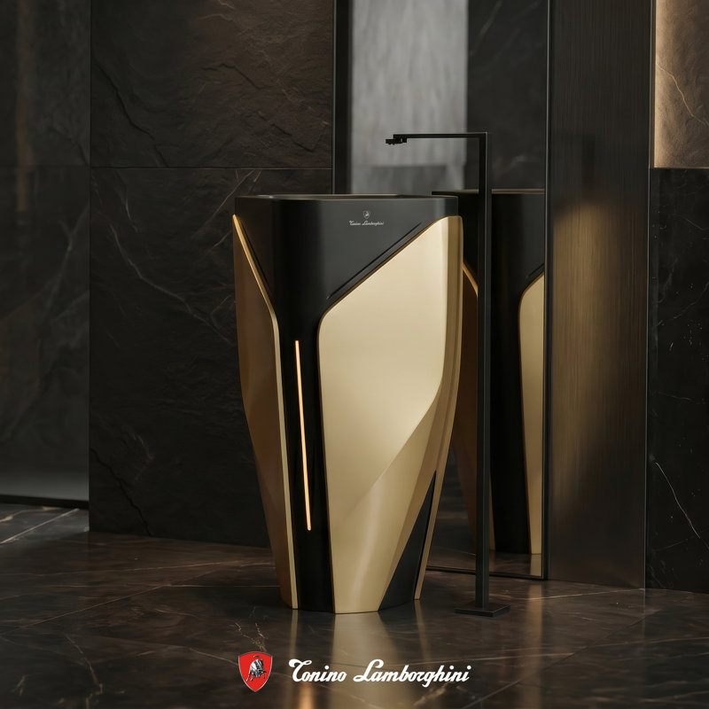 Elvano by Tonino Lamborghini Freestanding Sink, Black/Gold