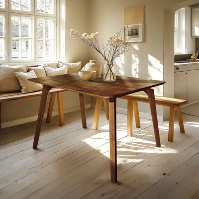 Acacia Verve Solid Wood Table 4 Seat Dining Table Set Williamsburg, Mid Century Modern Table Rectangular -Medium by Acacia