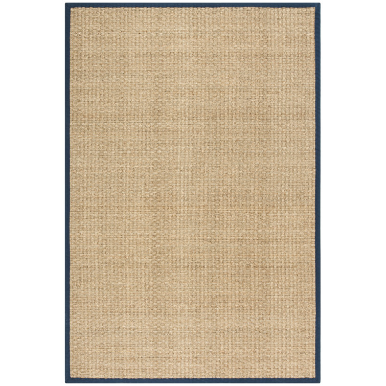 Auckland Bamboo Slat/Seagrass Natural / Blue Area Rug