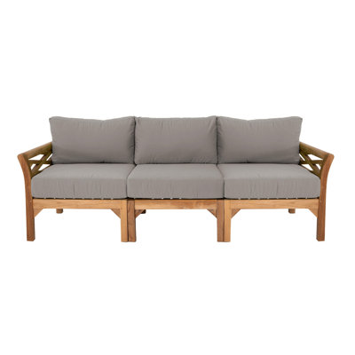 Boduram 84.75 " W Teak Solid Wood Patio Sofa with Cushions