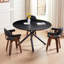 Table basse ronde, 46,36 po, base en métal, stable et élégante, look élégant noir, noir, assemblage simple