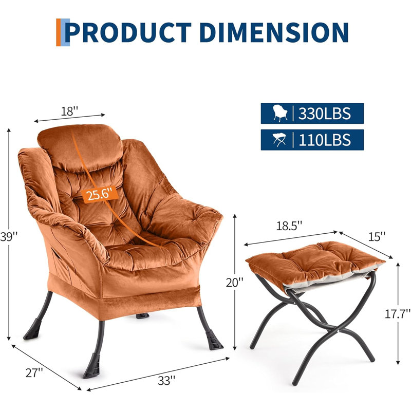 Upholstered Accent Chair, Orange