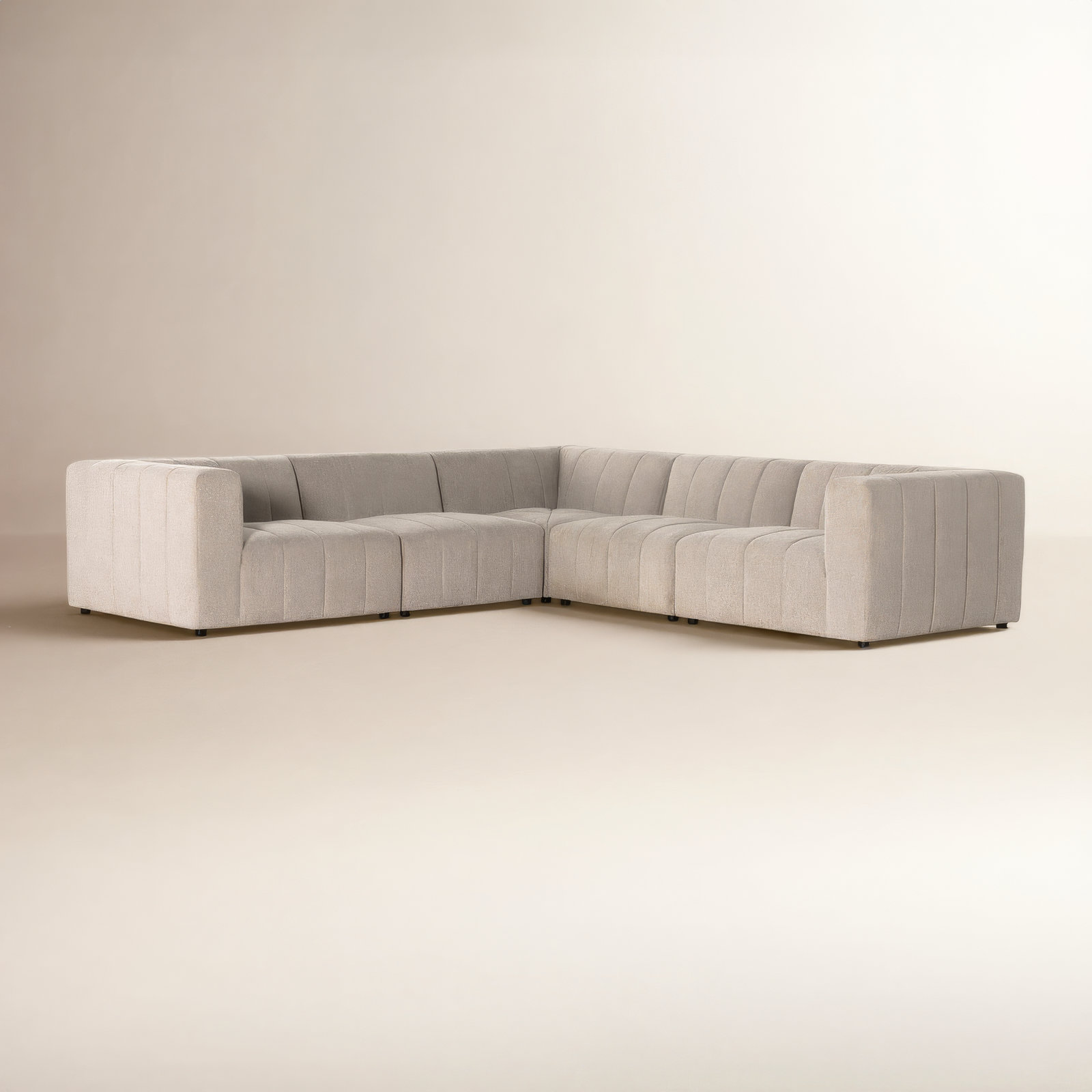 Bowry Modular Upholstered L-Sectional, Light Gray