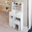 29.2-Inch Left Drawer Desktop Dressing Table + Padded Stool,Extra Large Right Sliding Mirror-1120533113