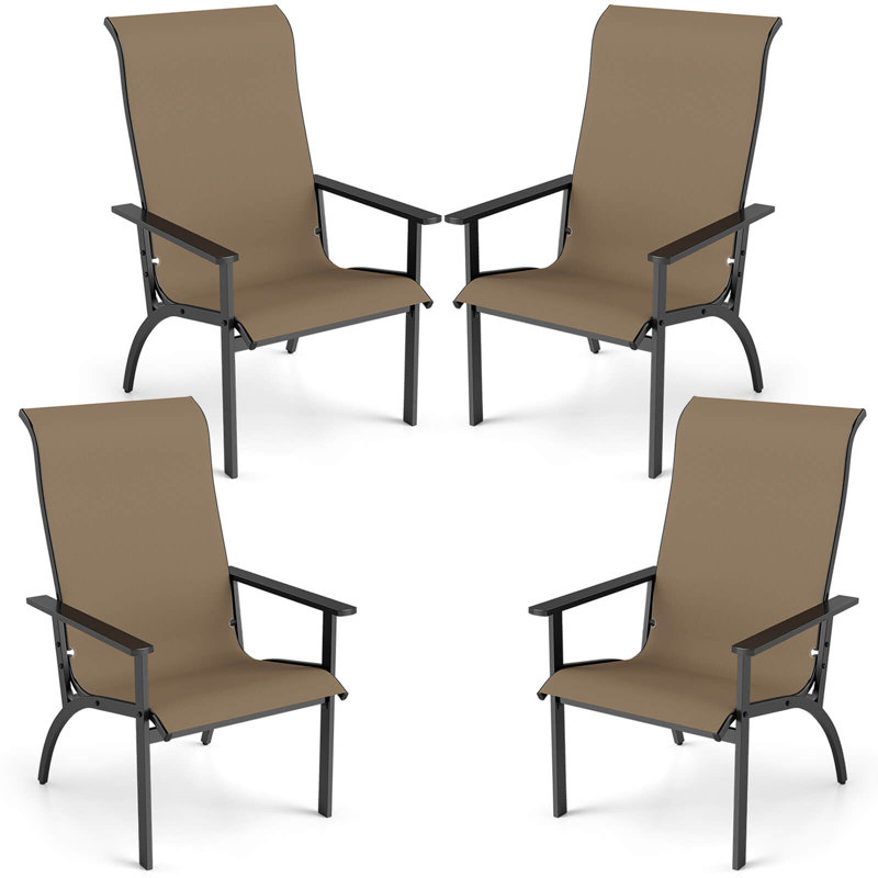 Chaise 4 pièces Adirondack avec capacité de poids de 400 lb et dossier en métal