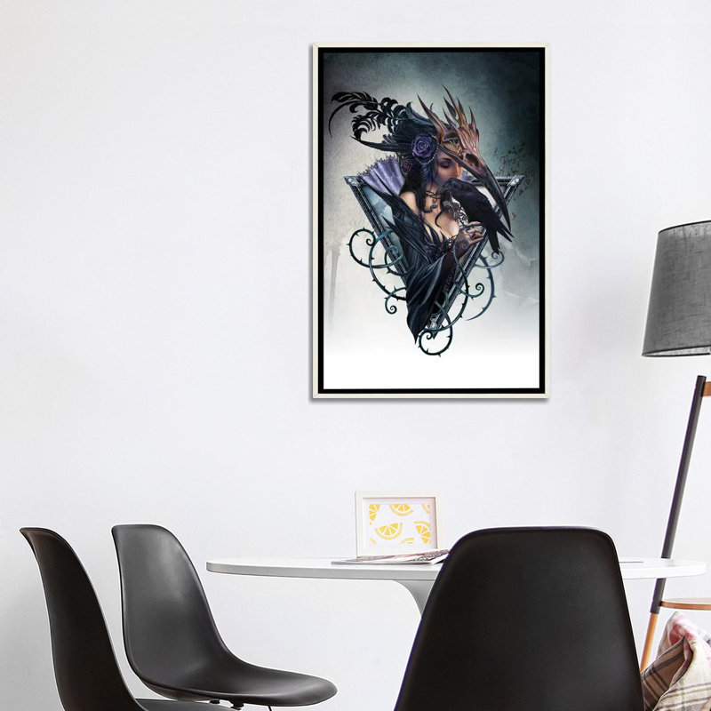 Corvus Arcanum, Distressed White Floater Framed Canvas, No Mat, 40" H x 26" W x 1.5" D