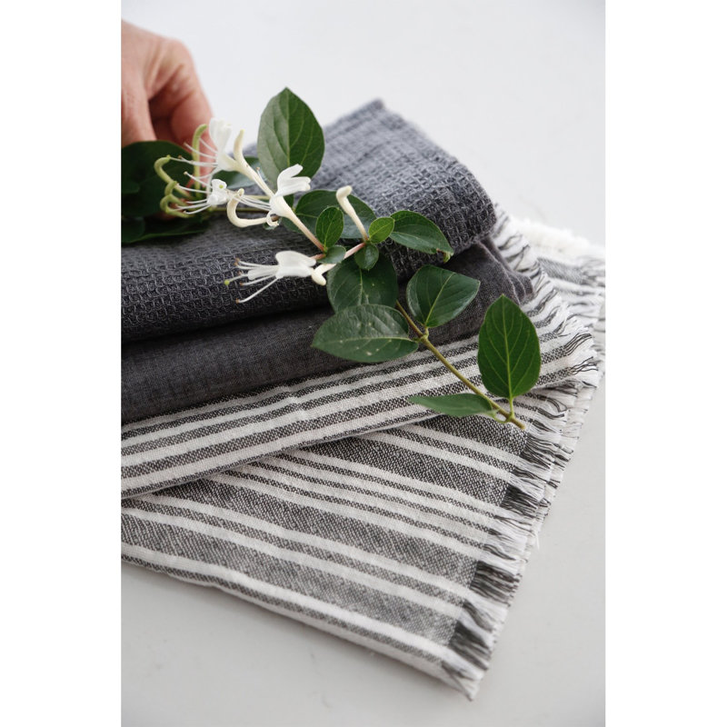 Glenn Cotton Blend Square Napkins, Charcoal