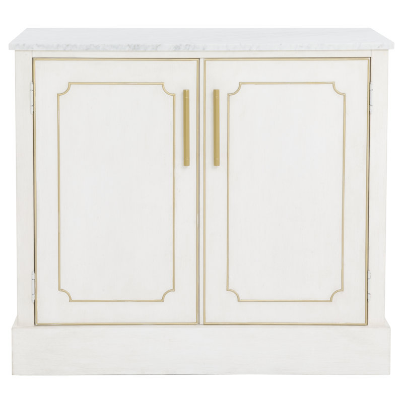 Camille Bar Cabinet, Linen/Antique Gold