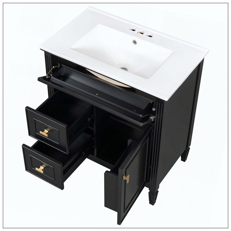 Armoire de meuble-lavabo de salle de bain, Noir