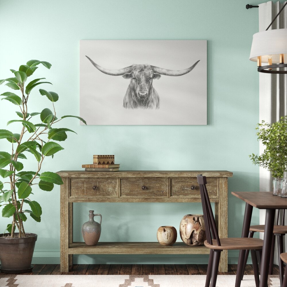 Leinwandbild Longhorn Bull von Ethan Harper