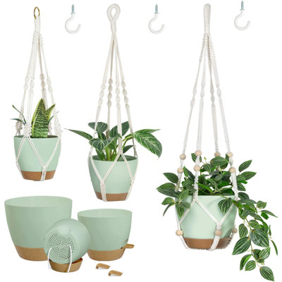 3-pack Self-watering Hanging Planters Green 