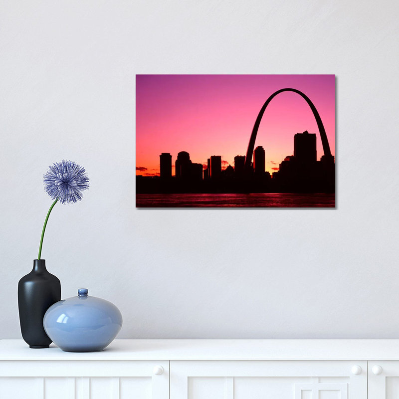 USA, Missouri, St Louis, Sunset 1 Piece Wrapped Canvas Wall Art, 30.48 cm H x 45.72 cm W