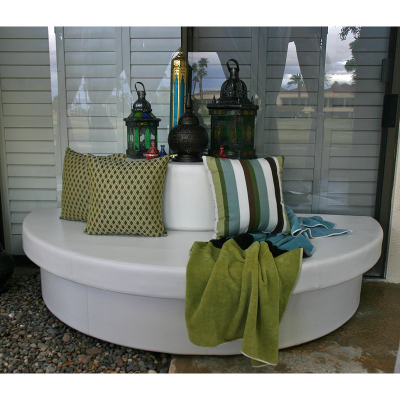 Moon Pad Half Moon Outdoor Side Table , 36 " W 18 " D, Chill White