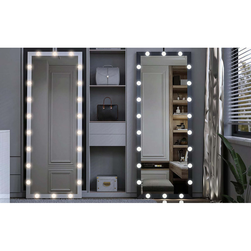 Full Length Mirror with Lights Full Body Vanity Mirror with 3 Color Modes Lighted Standing Floor Mirror for Dressing Room Bedroom Wall Mounted Touch Control Silver 63"x24"