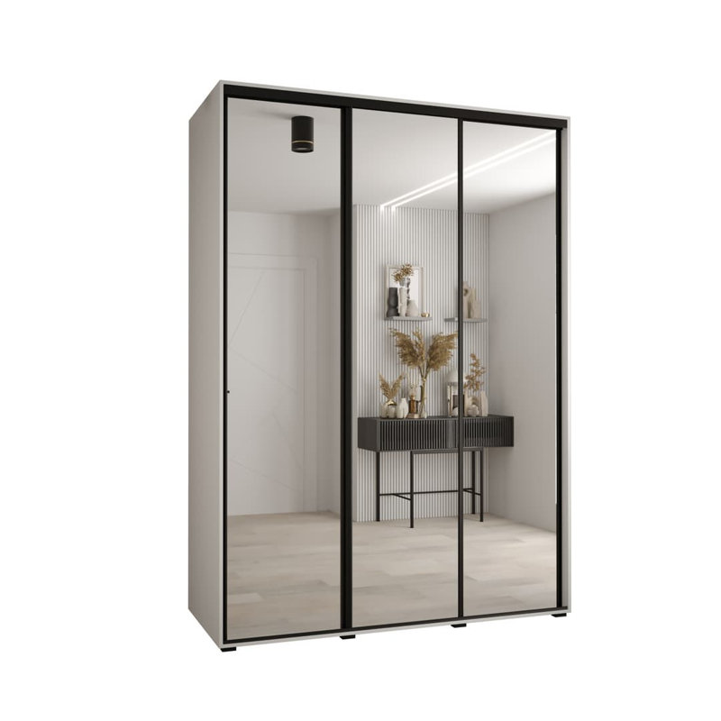 Camrynne 3 Door Manufactured Wood Wardrobe, White