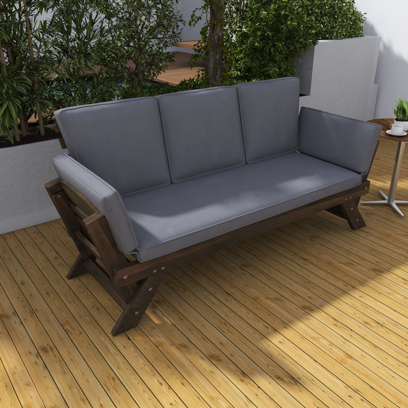 Adjustable Patio Daybed With Cushions, Gray