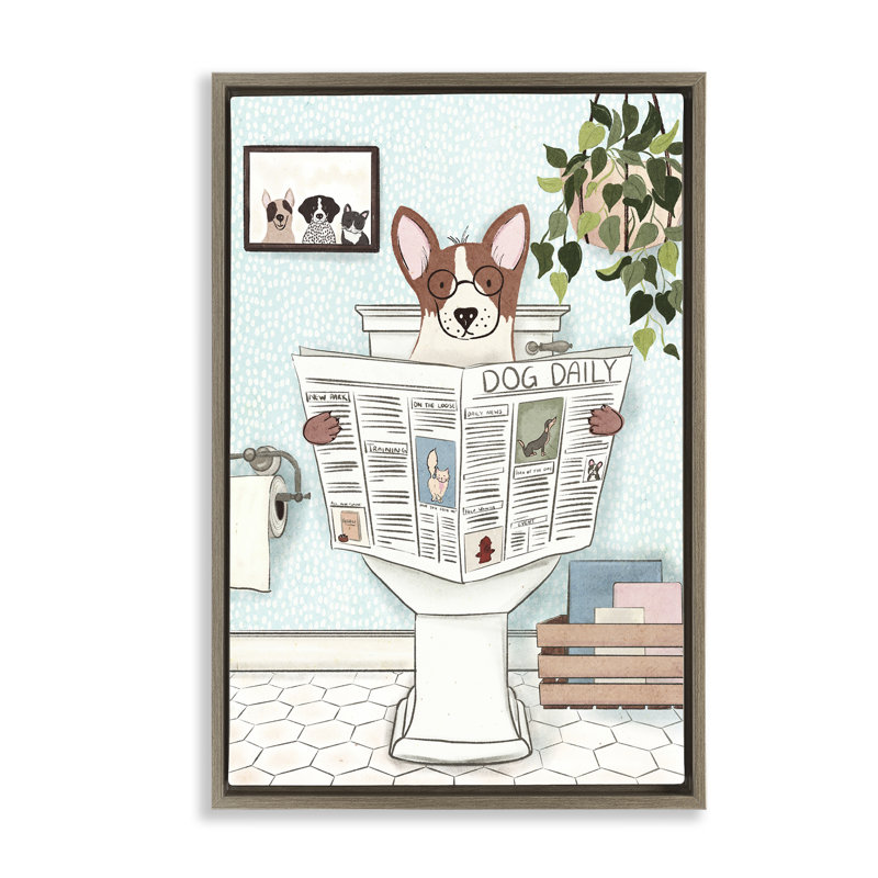 Toile flottante pour chien et journal par JJ Design House, LLC., Cadre flottant orme Montalcino, H 31 po x l 21 po
