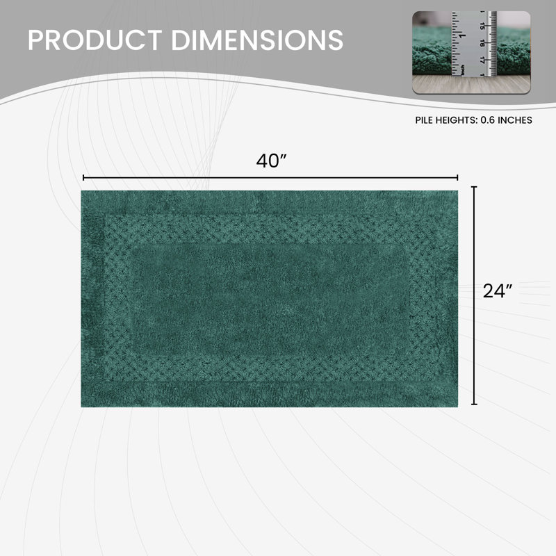 Tapis pour salle de bain Antigona, l 24 po x L 40 po, Vert bouteille
