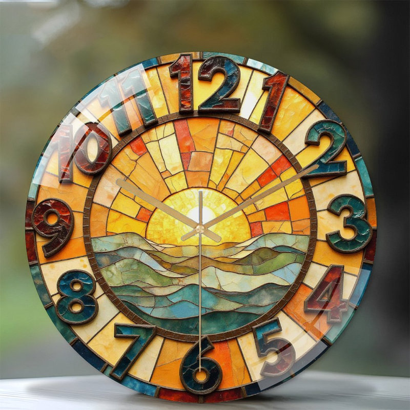 Horloge murale vitrail