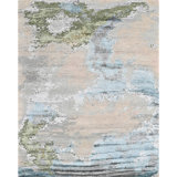 Hand Knotted Area Rug in Blue And Green