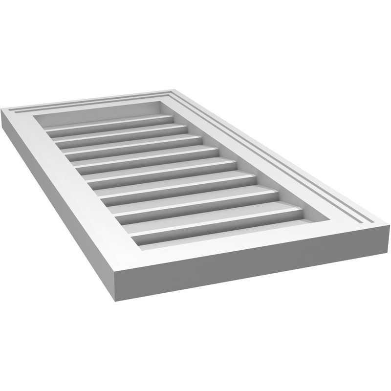 Évent à pignon fonctionnel en uréthane rectangulaire à fixation en surface, brun clair apprêté, H 28 po x l 14 po x P 1,5 po