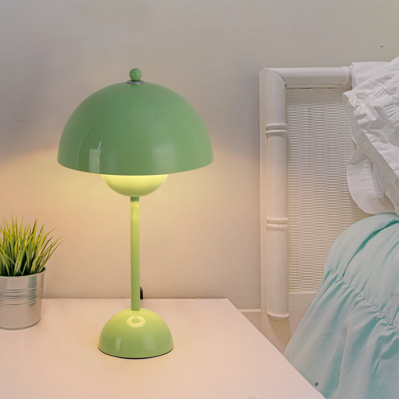 Modern Flower Cute Small Dome Shade Table Lamp,nordic Minimalist Mushroom Lamp Retro Nightstand Bedside Lamp Desk Lamp, Green