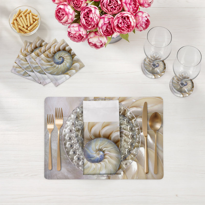 Sous-verres ronds en cuir Nautilus