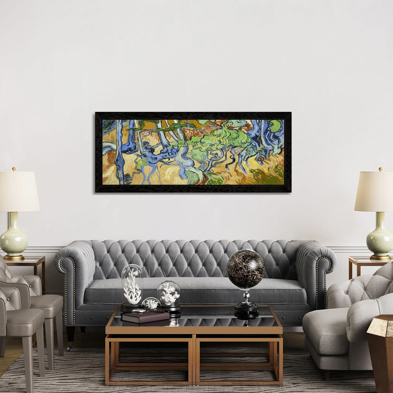 Tree-Roots by Vincent Van Gogh - Panoramic Painting on Canvas, 152.4 cm H x 50.8 cm W, Black Floater Framed