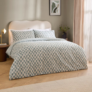 Nyhavn Cotton Blend Chequered Duvet Cover Set with Pillowcases