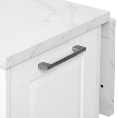 Îlot de cuisine 50,7 po avec rangement, poubelle inclinable et organisateur d'armoire escamotable, îlot de cuisine sur roulettes à 5 roulettes avec abattant, 2 tiroirs, 1 porte