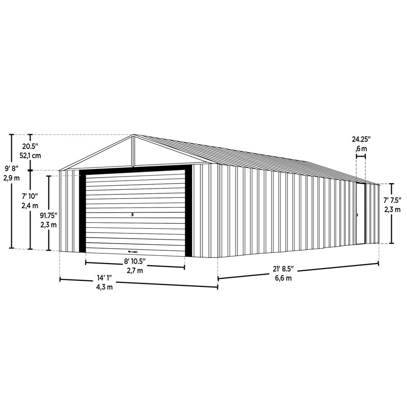 Garage en acier 14 x 21 Arrow, bâtiment de rangement en acier