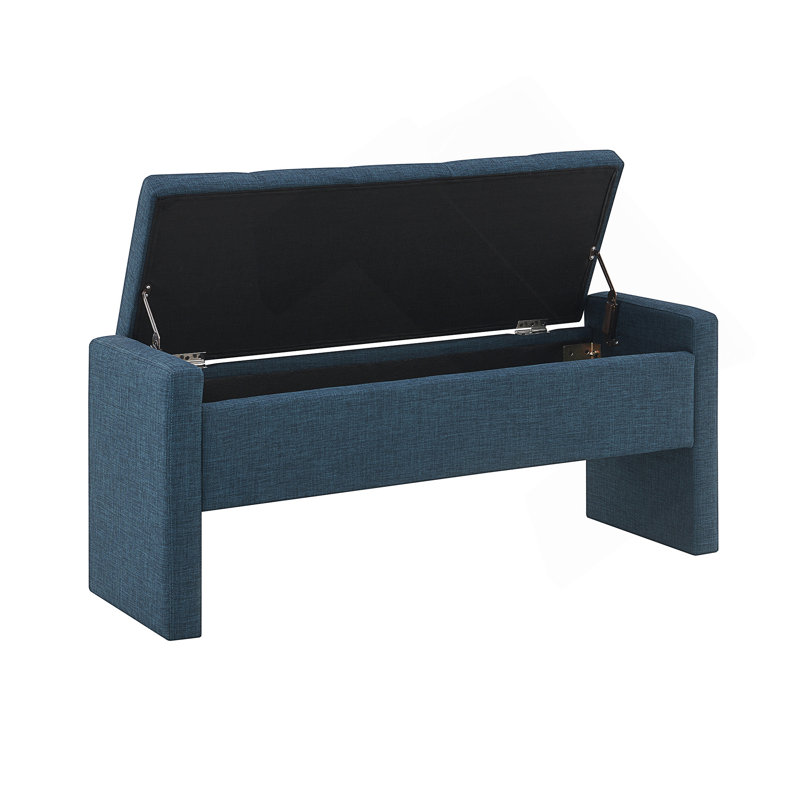 Banc de lit moderne avec rangement rembourré, Navy Blue, Navy Blue