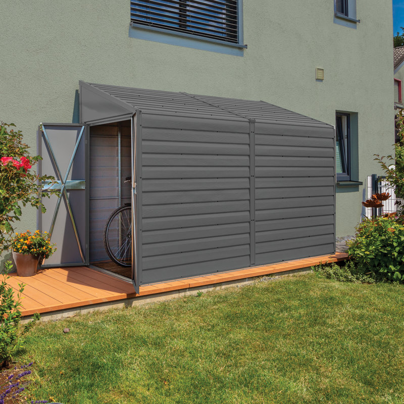 Yardsaver® 4 X 10 Ft Steel Storage Shed Charcoal, 82" H x 49" W x 116" D