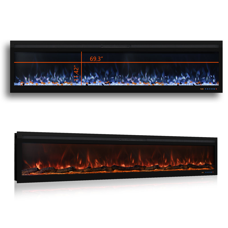 Electric Fireplace, 17.7" H x 72" W x 6.6" D