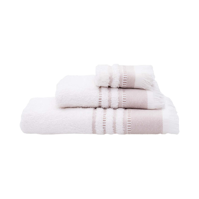 Sanhedrin Midweight Bath Towel, White/Cinnamon
