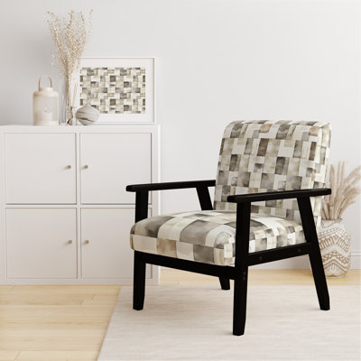 Chaise rembourrée gris et beige Country Farmhouse
