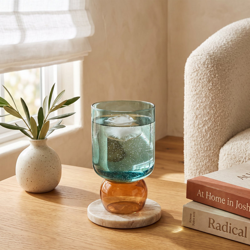 Yanely Handmade Highball Glass Set, Turquoise